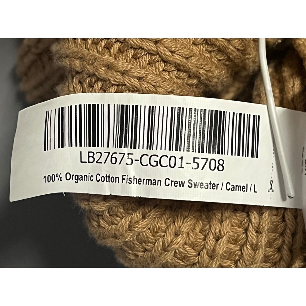 Quince 100% Organic Cotton Fisherman Crew Sweater Camel Brown Size L CGC01-5708 - Picture 8 of 11